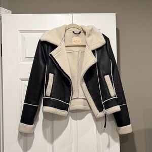 Altar'd State Black and Cream Leather Jacket